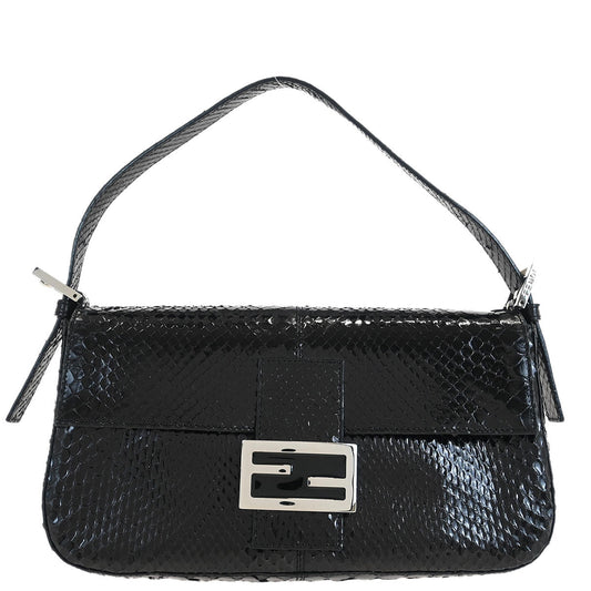 Fendi * Black Python Baguette Handbag