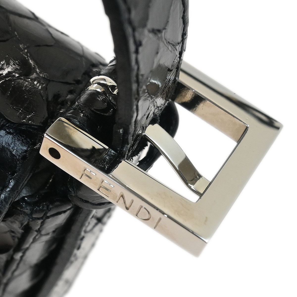 Fendi * Black Python Baguette Handbag