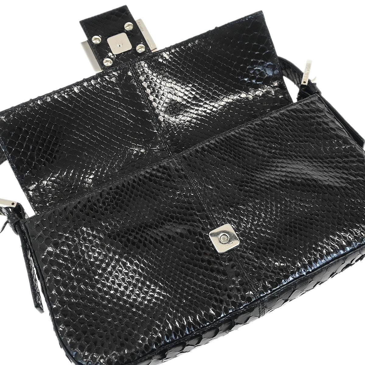 Fendi * Black Python Baguette Handbag