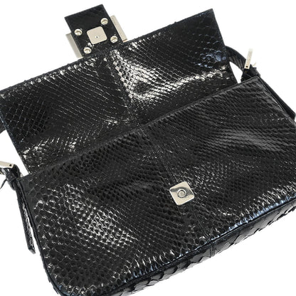 Fendi * Black Python Baguette Handbag