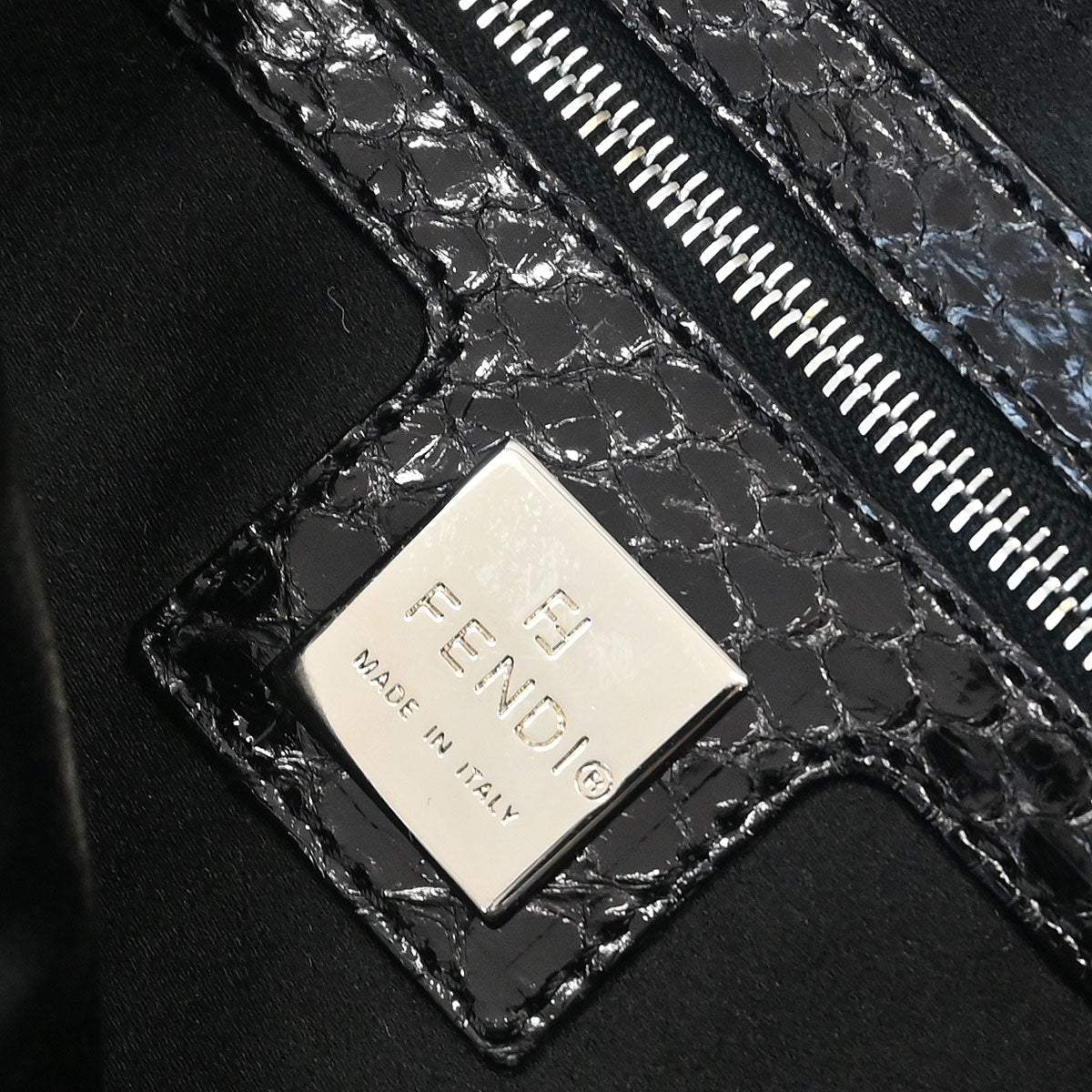 Fendi * Black Python Baguette Handbag