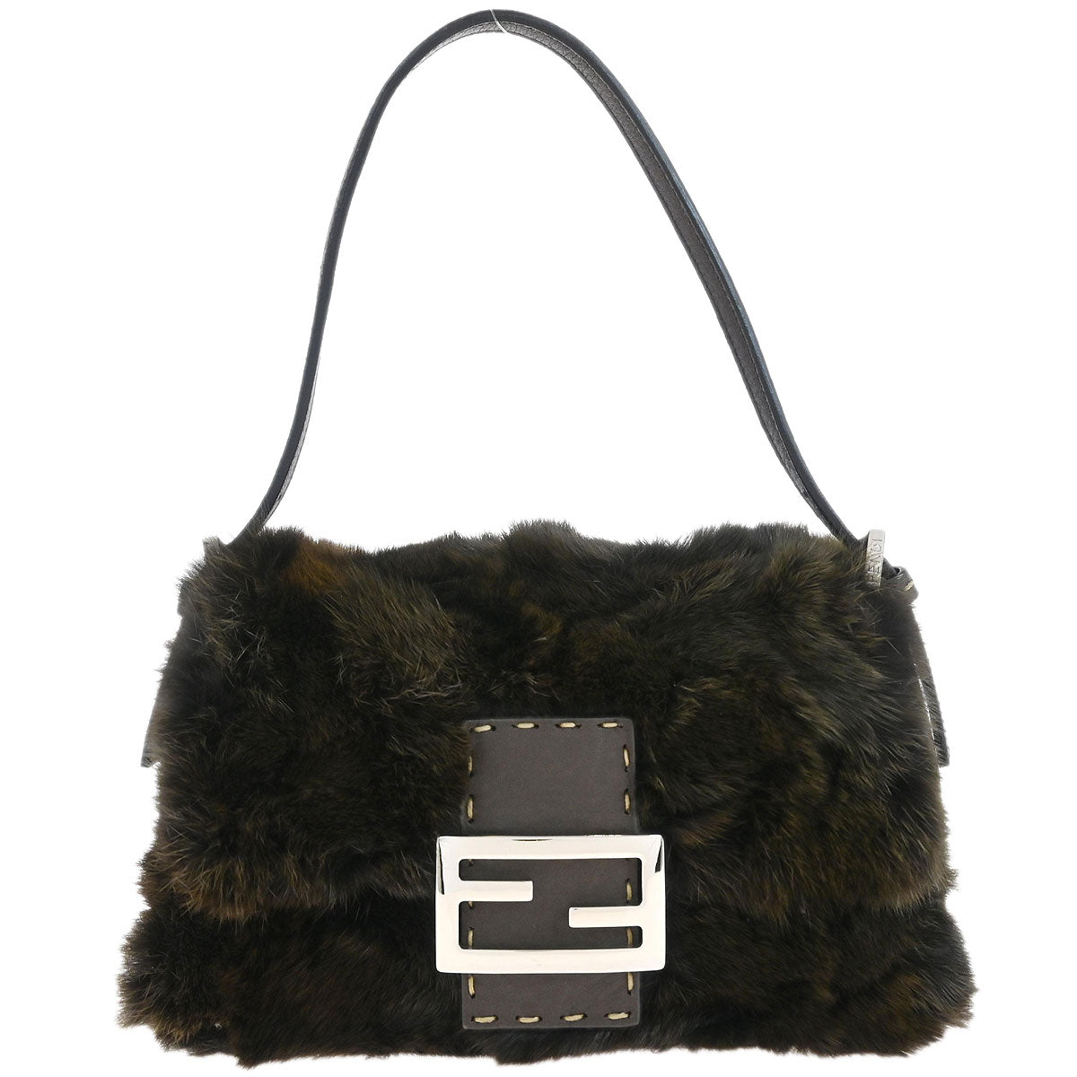 Fendi * Brown Fur Selleria Mamma Baguette Handbag