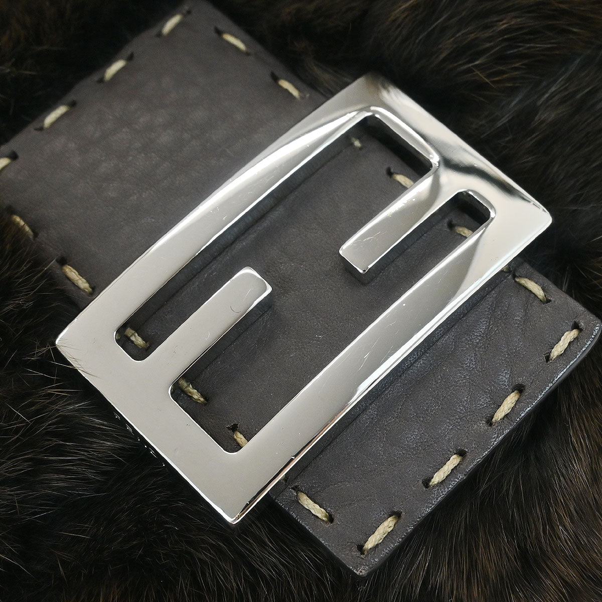 Fendi * Brown Fur Selleria Mamma Baguette Handbag