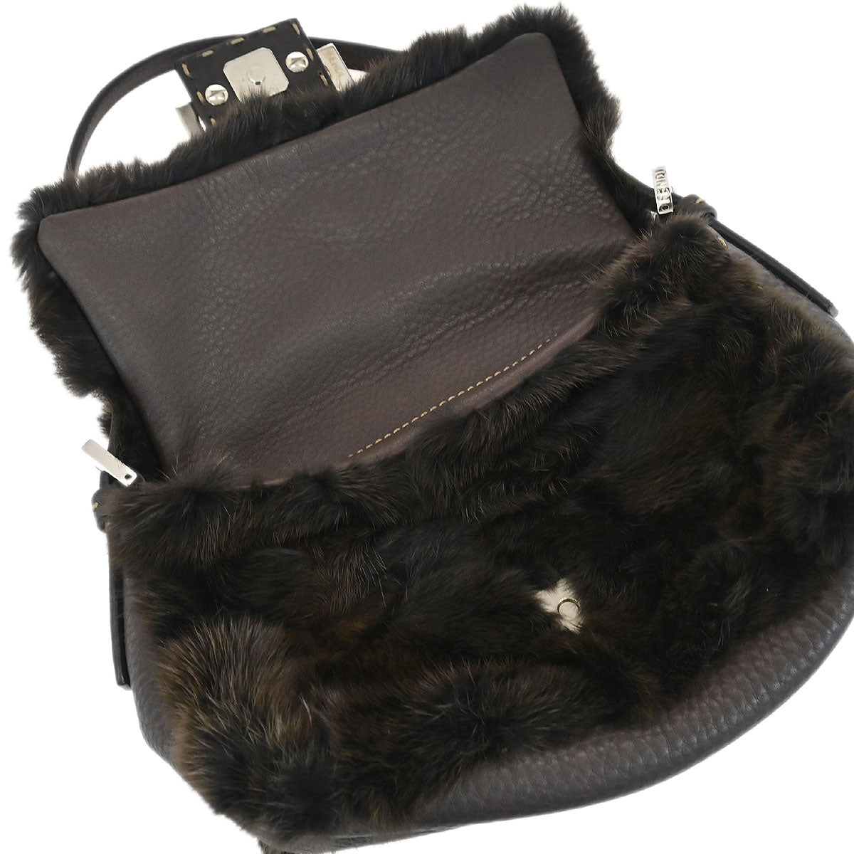 Fendi * Brown Fur Selleria Mamma Baguette Handbag