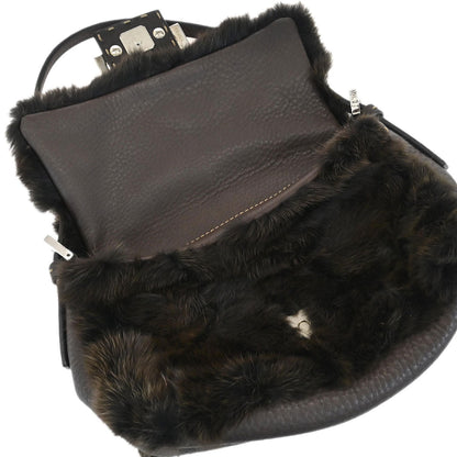 Fendi * Brown Fur Selleria Mamma Baguette Handbag