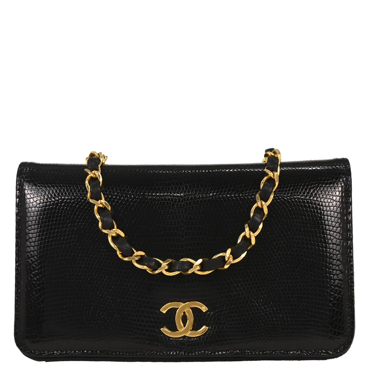 Chanel * 1986-1988 Black Lizard Shoulder Bag