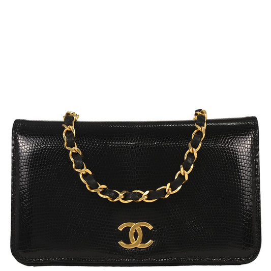 Chanel * 1986-1988 Black Lizard Shoulder Bag