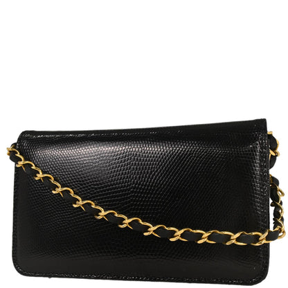 Chanel * 1986-1988 Black Lizard Shoulder Bag