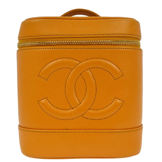 Chanel Orange Caviar Timeless Vanity Handbag