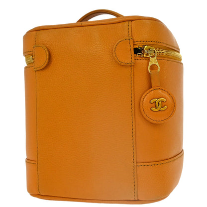 Chanel Orange Caviar Timeless Vanity Handbag