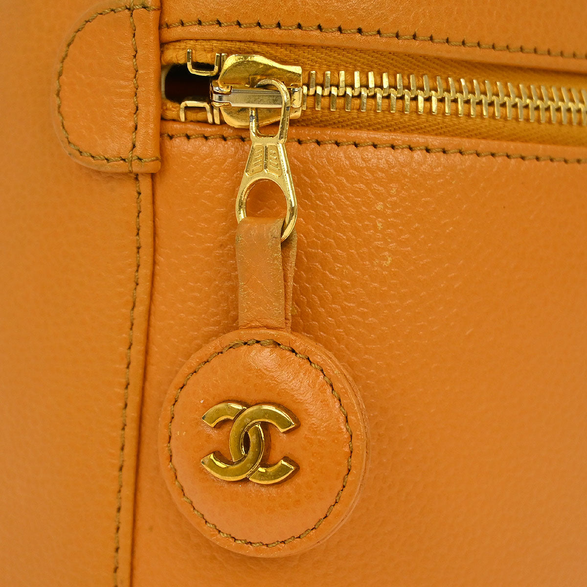 Chanel Orange Caviar Timeless Vanity Handbag
