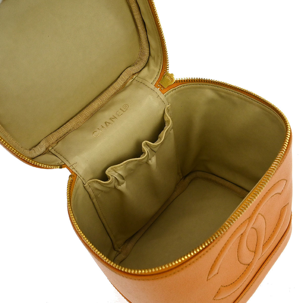 Chanel Orange Caviar Timeless Vanity Handbag