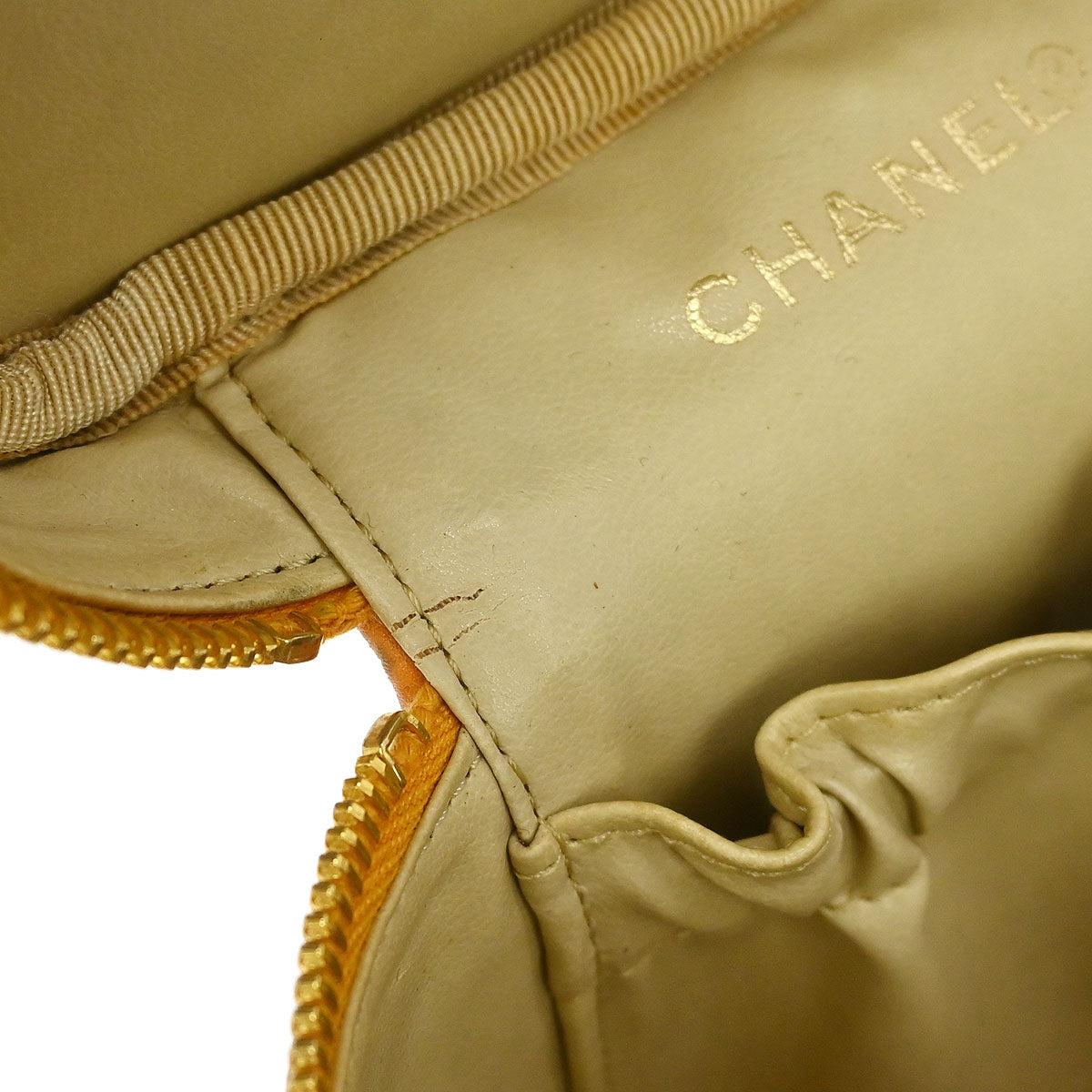 Chanel Orange Caviar Timeless Vanity Handbag