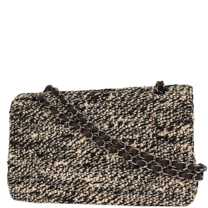 Chanel 2005-2006 Brown Tweed Medium Classic Double Flap Shoulder Bag