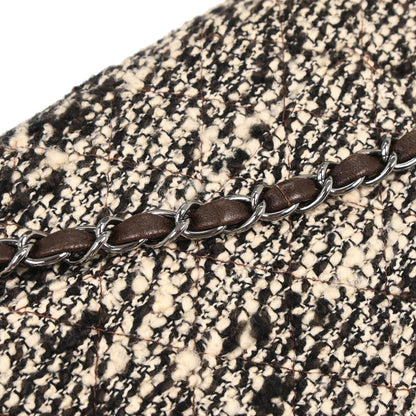 Chanel 2005-2006 Brown Tweed Medium Classic Double Flap Shoulder Bag