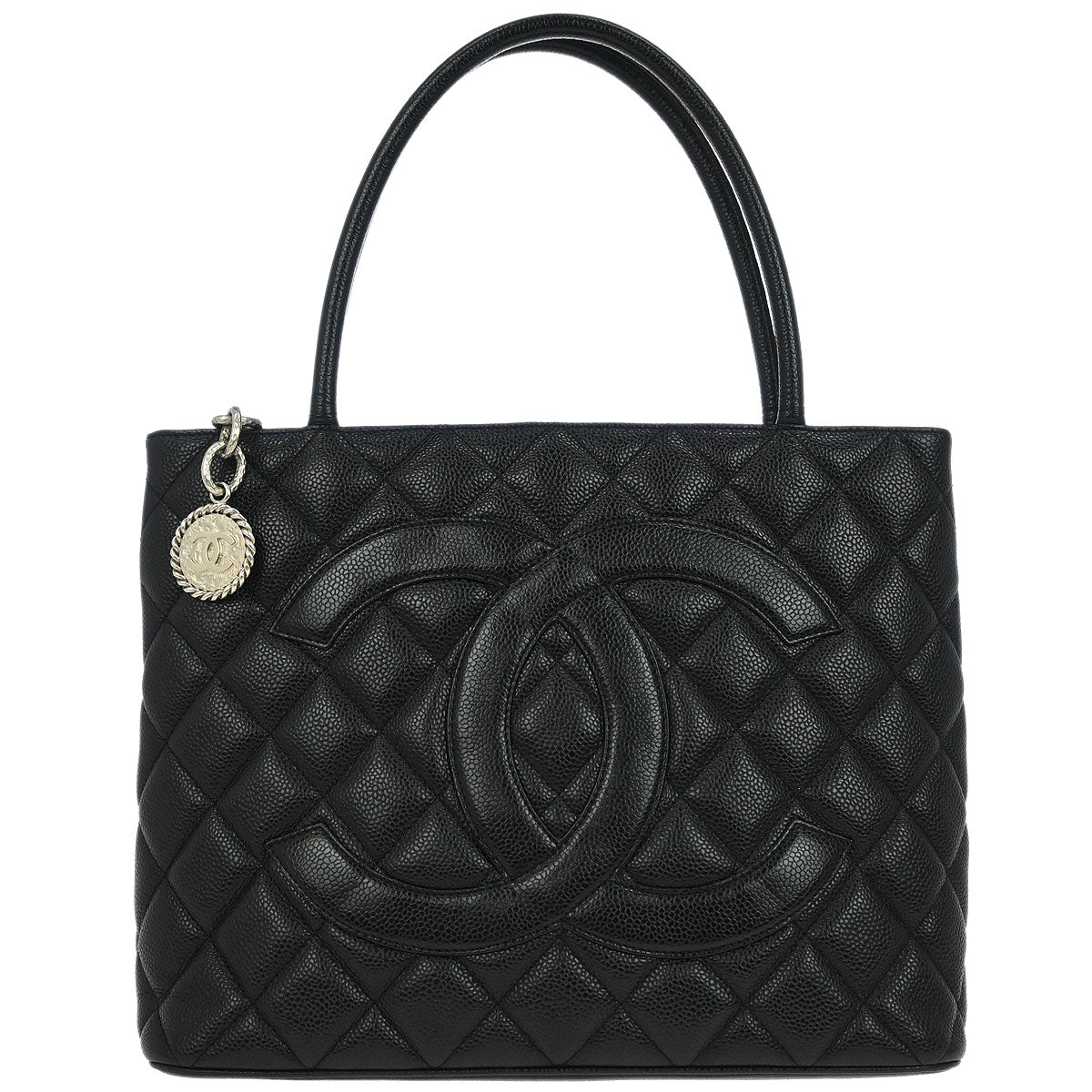 Chanel 2002-2003 Black Caviar Medallion Tote Bag