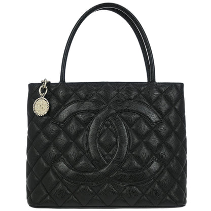 Chanel 2002-2003 Black Caviar Medallion Tote Bag