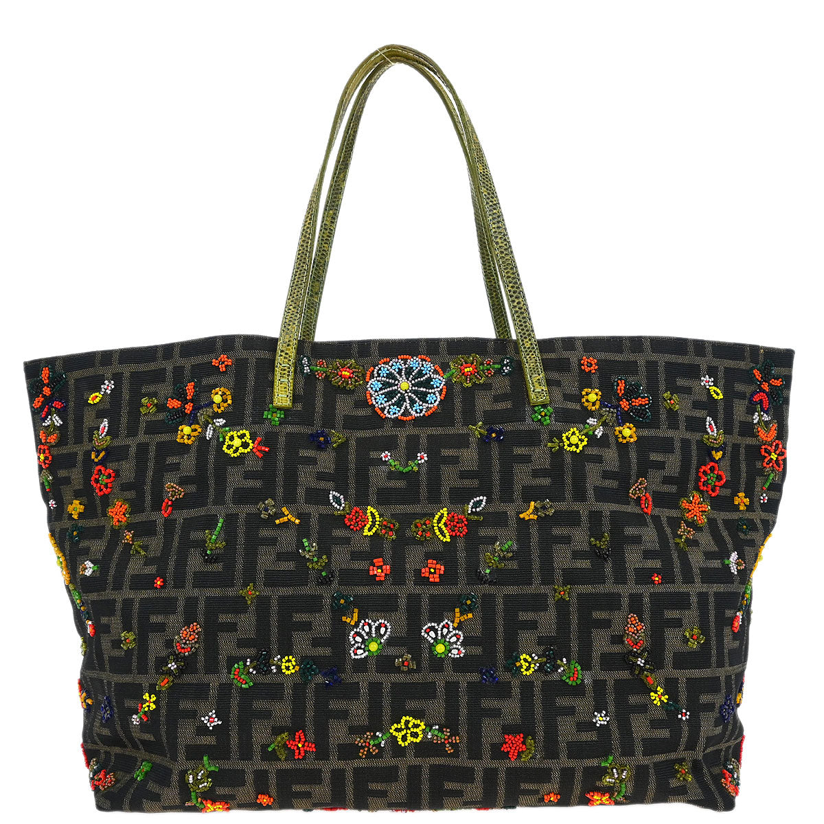 Fendi * Brown Beaded Zucca Tote Bag