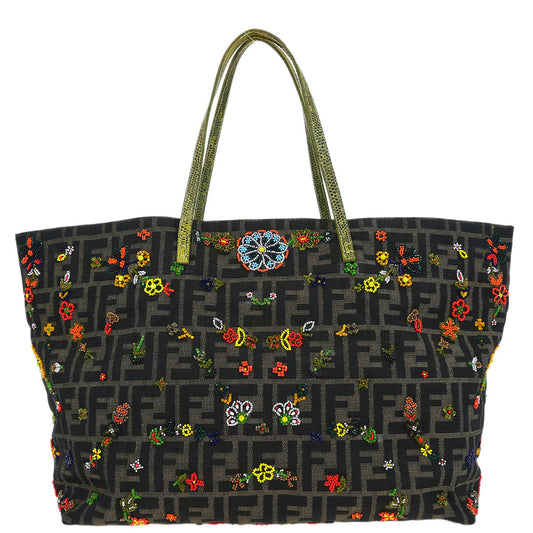 Fendi * Brown Beaded Zucca Tote Bag