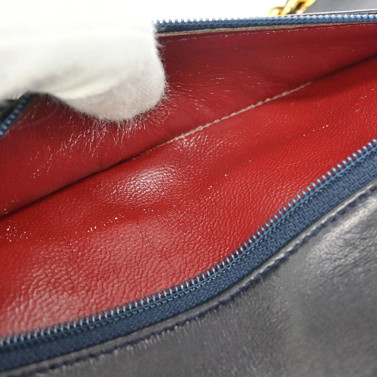 Chanel 1989-1991 Navy Lambskin Small Classic Double Flap Shoulder Bag