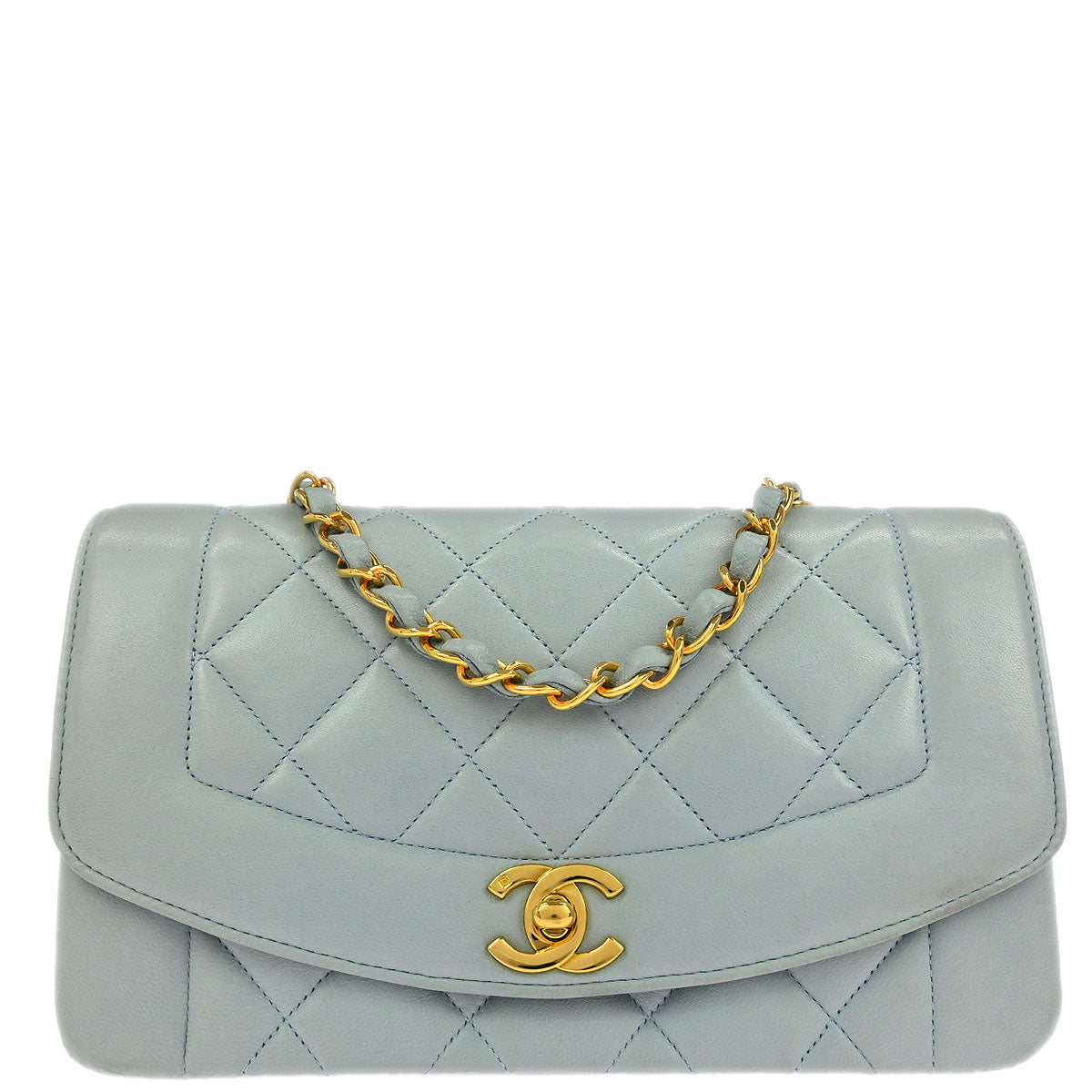Chanel Light Blue Lambskin Small Diana Shoulder Bag