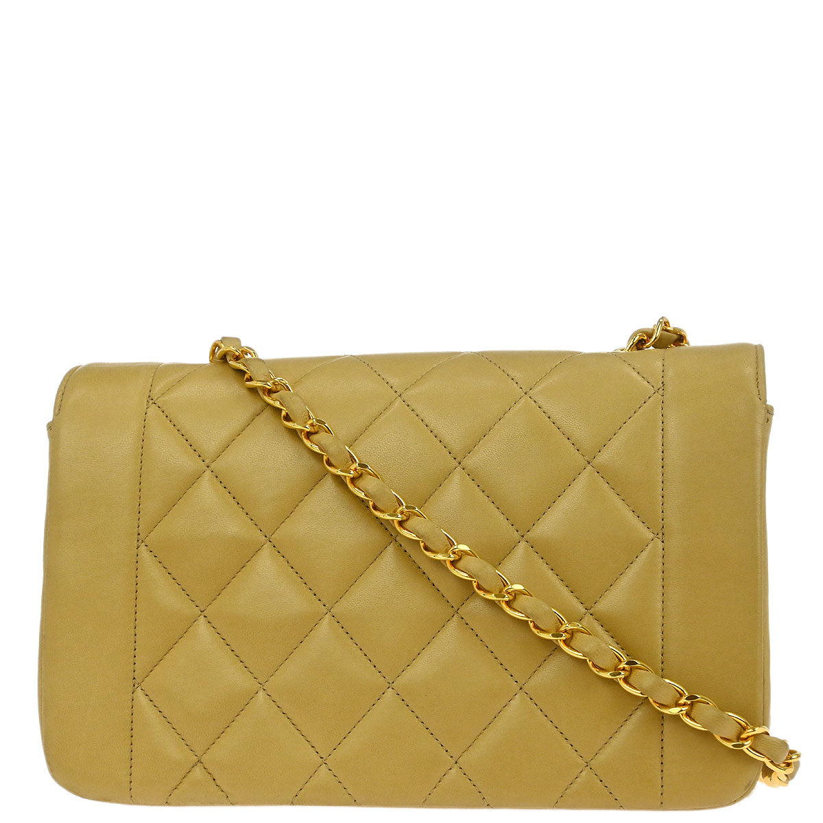 Chanel 1991-1994 Beige Lambskin Small Diana Shoulder Bag