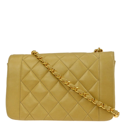 Chanel 1991-1994 Beige Lambskin Small Diana Shoulder Bag
