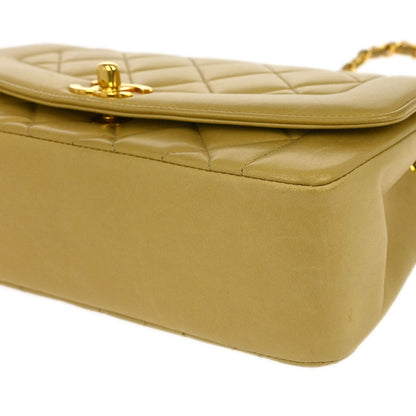 Chanel 1991-1994 Beige Lambskin Small Diana Shoulder Bag