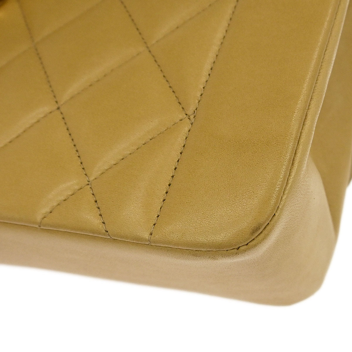 Chanel 1991-1994 Beige Lambskin Small Diana Shoulder Bag