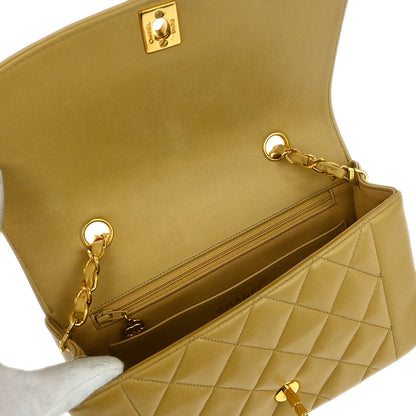 Chanel 1991-1994 Beige Lambskin Small Diana Shoulder Bag