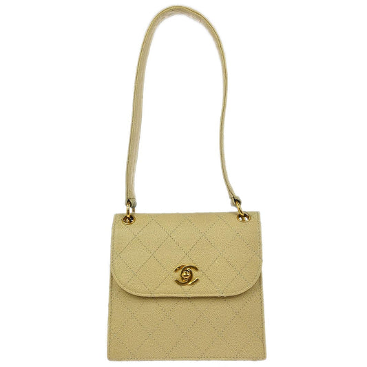 Chanel 1997-1999 Beige Caviar Shoulder Bag