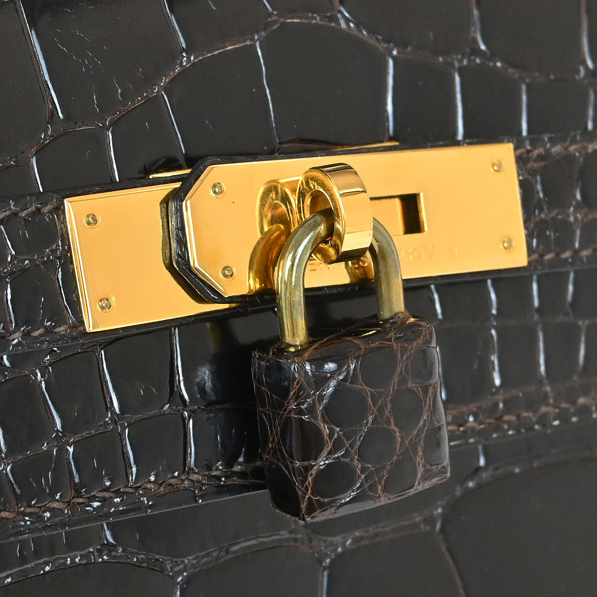 Hermes * Cocaon Alligator Kelly 32 Sellier 2way Shoulder Handbag