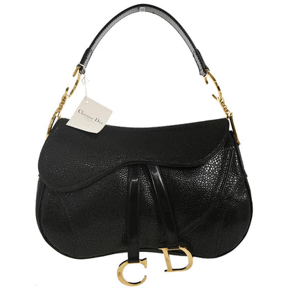 Christian Dior * Black Galuchat Stingray Double Saddle Handbag