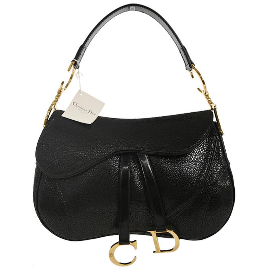 Christian Dior * Black Galuchat Stingray Double Saddle Handbag