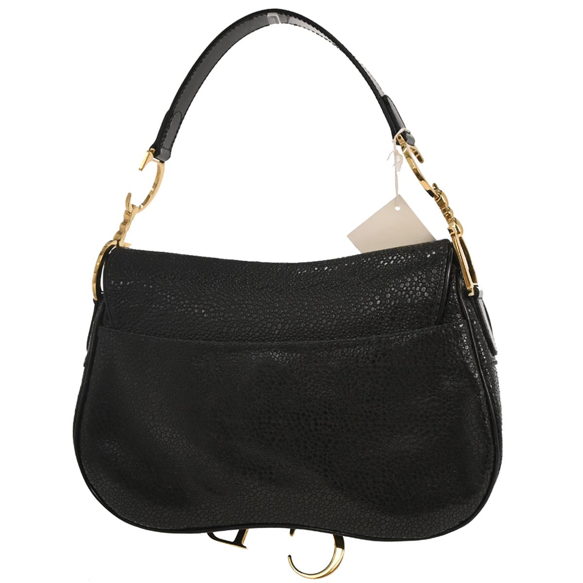 Christian Dior * Black Galuchat Stingray Double Saddle Handbag