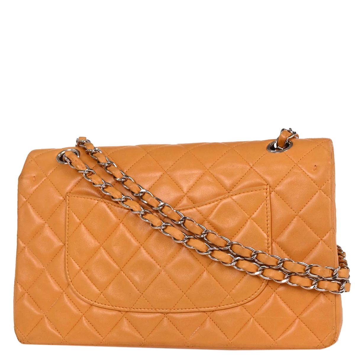 Chanel 1997-1999 Orange Lambskin Medium Classic Double Flap Shoulder Bag