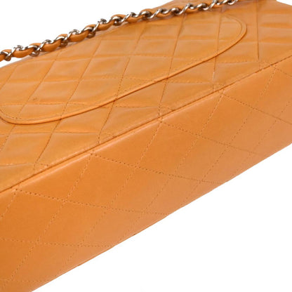 Chanel 1997-1999 Orange Lambskin Medium Classic Double Flap Shoulder Bag