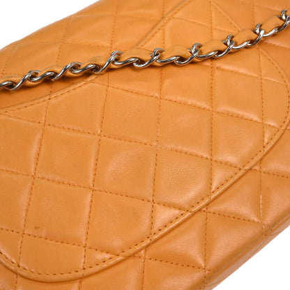 Chanel 1997-1999 Orange Lambskin Medium Classic Double Flap Shoulder Bag