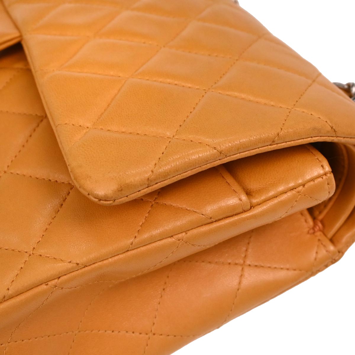 Chanel 1997-1999 Orange Lambskin Medium Classic Double Flap Shoulder Bag