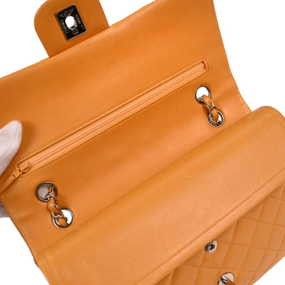 Chanel 1997-1999 Orange Lambskin Medium Classic Double Flap Shoulder Bag