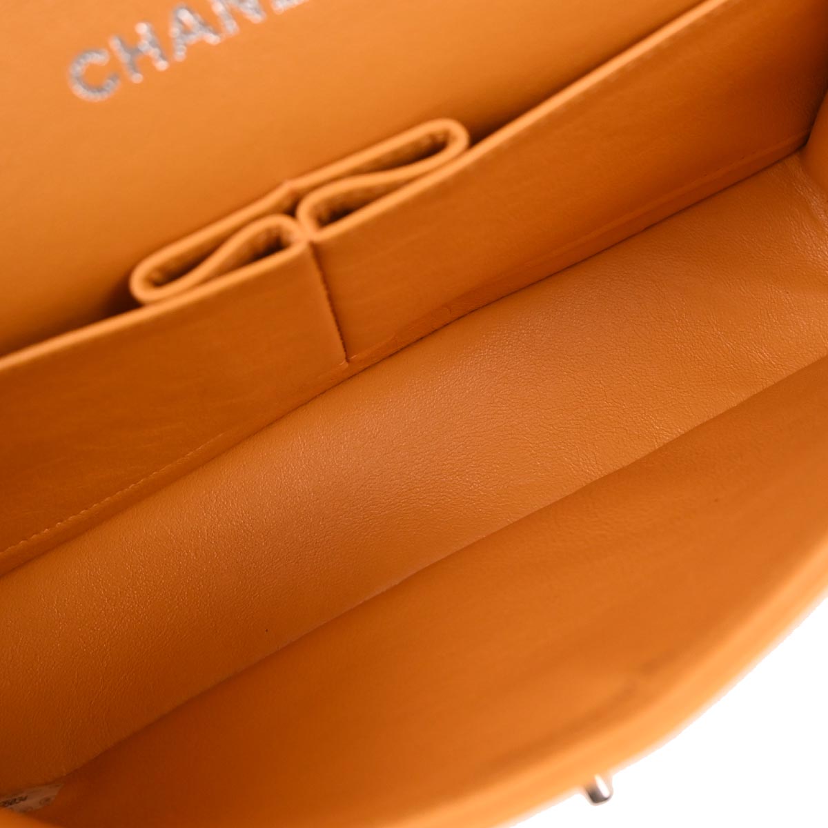 Chanel 1997-1999 Orange Lambskin Medium Classic Double Flap Shoulder Bag