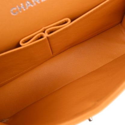 Chanel 1997-1999 Orange Lambskin Medium Classic Double Flap Shoulder Bag