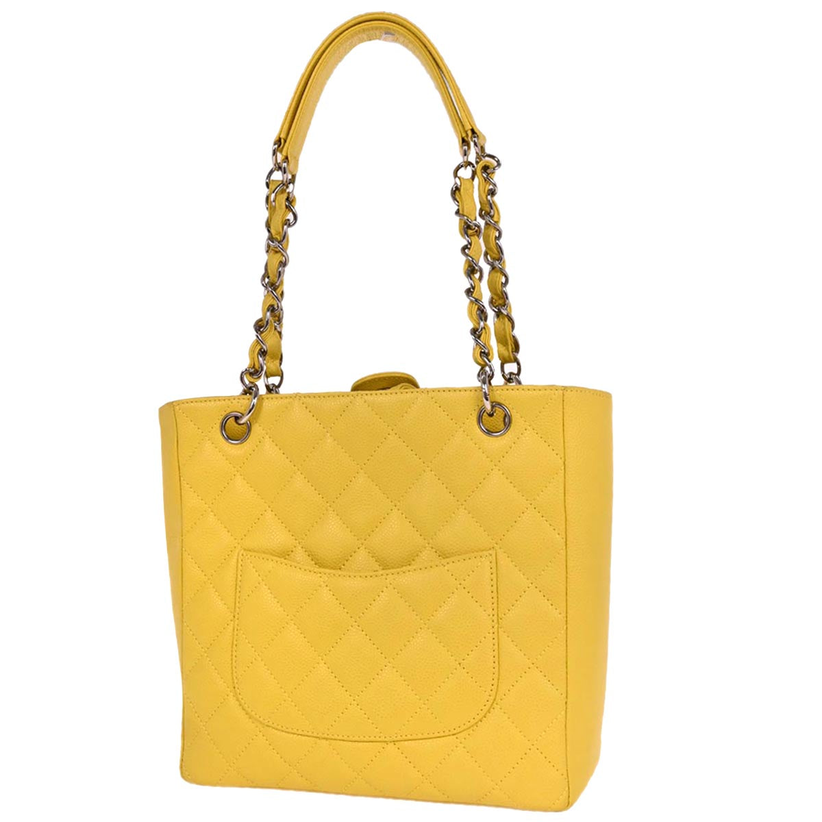 Chanel Yellow Caviar Petite Shopping Tote PST Chain Handbag