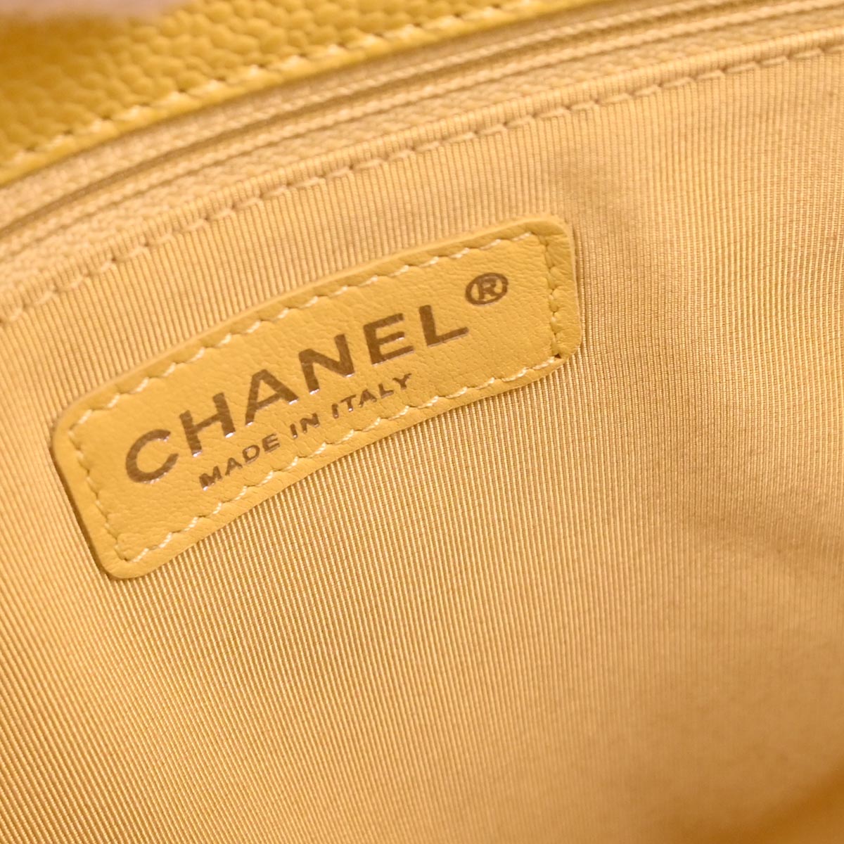 Chanel Yellow Caviar Petite Shopping Tote PST Chain Handbag