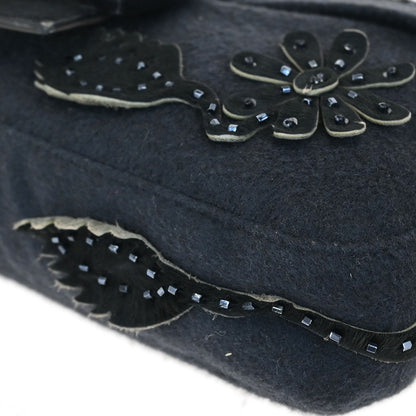 Fendi * Dark Gray Felt Pony Hair Baguette Handbag