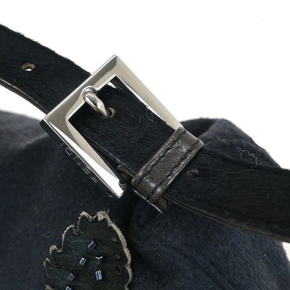 Fendi * Dark Gray Felt Pony Hair Baguette Handbag