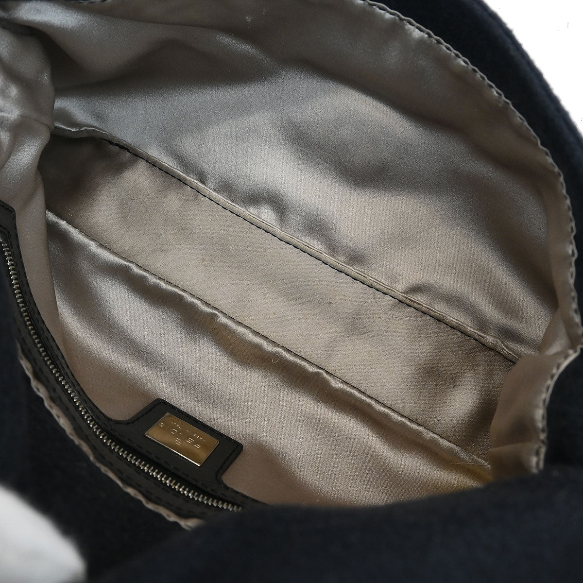 Fendi * Dark Gray Felt Pony Hair Baguette Handbag