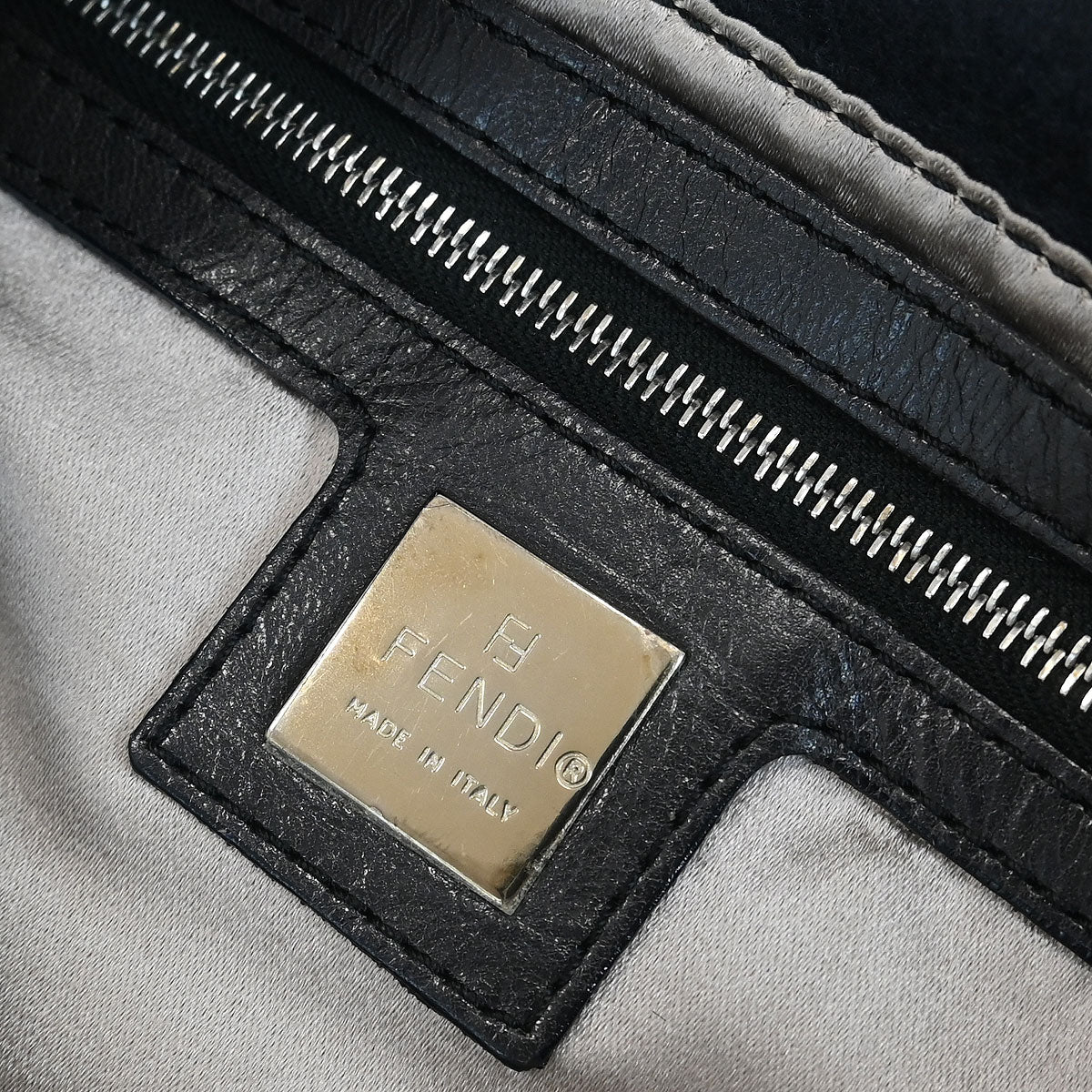 Fendi * Dark Gray Felt Pony Hair Baguette Handbag