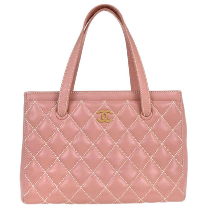 Chanel 2005-2006 Pink Calfskin Wild Stitch Tote Handbag