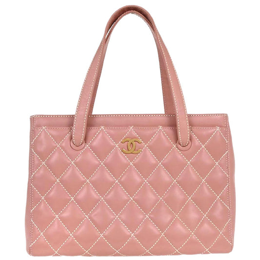 Chanel 2005-2006 Pink Calfskin Wild Stitch Tote Handbag